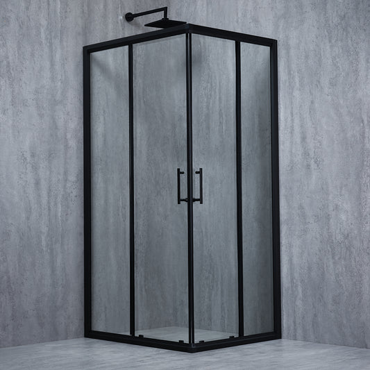 Cabina de dus patrata ELEGANT Black sticla 6 mm Transparent