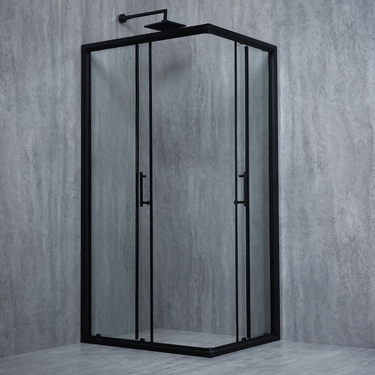 Cabina de dus patrata ELEGANT Black sticla 6 mm Transparent
