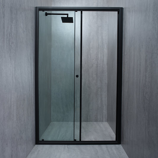 Usa de dus ELEGANT BLACK sticla 6 mm transparenta