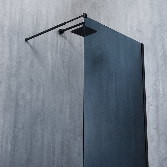 Perete de duș fix Europa BLACK, tip walk-in, sticlă fumurie, 8MM si 6MM
