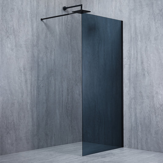 Perete de duș fix Europa BLACK, tip walk-in, sticlă fumurie, 8MM si 6MM