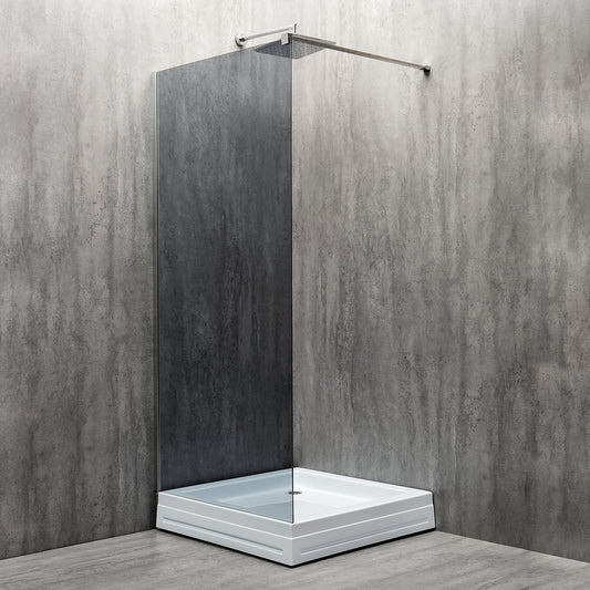 Perete de duș fix Europa, tip walk-in, sticlă fumurie, 8MM si 6MM