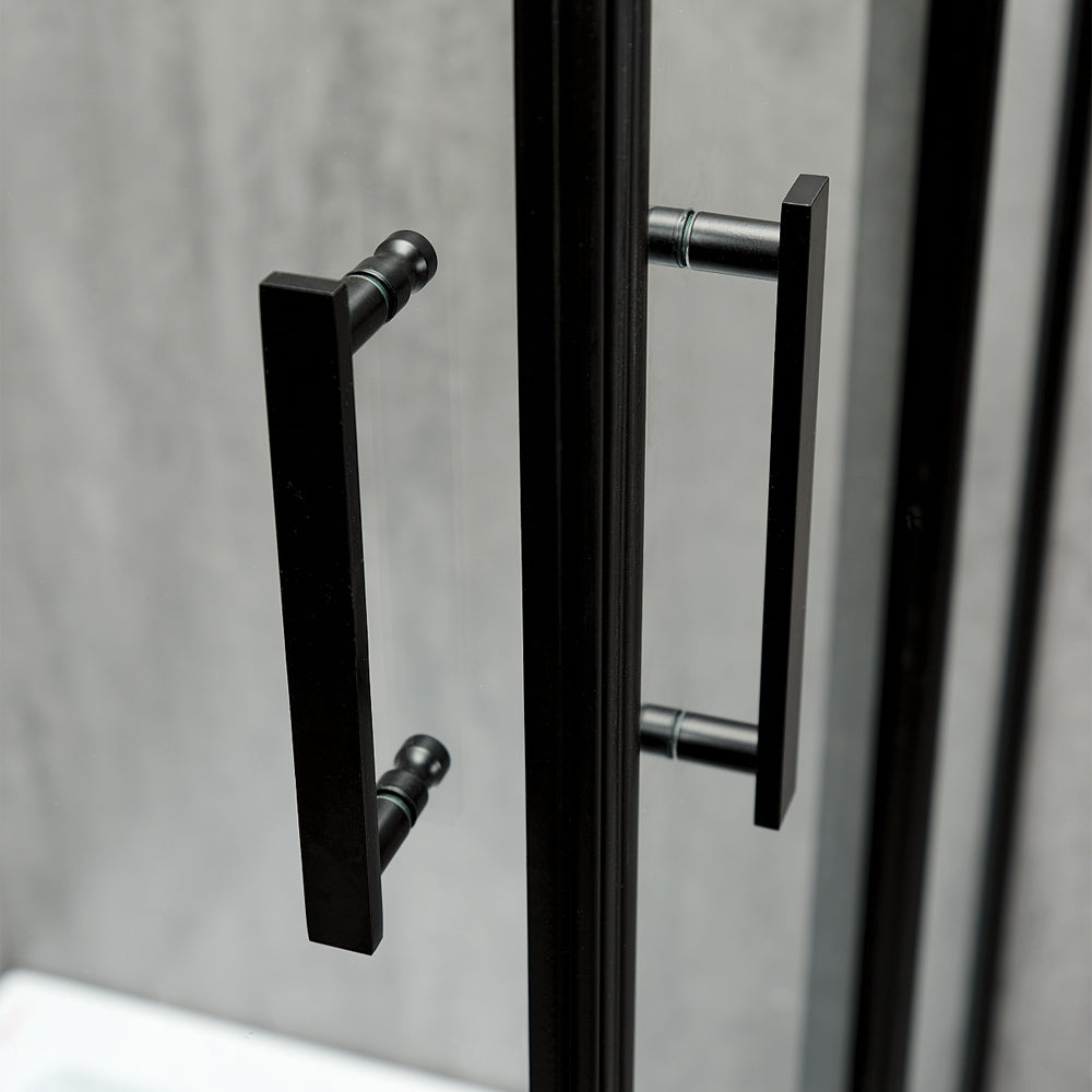 Cabină de duș semirotundă Europe Black sticlă transparentă 6MM