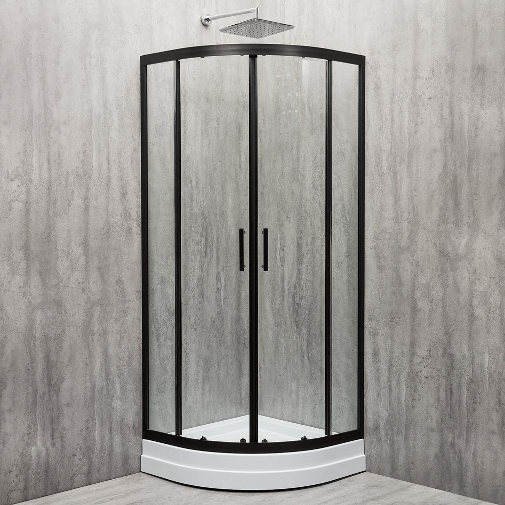 Cabină de duș semirotundă Europe Black sticlă transparentă 6MM