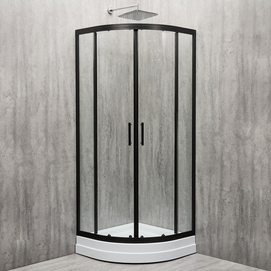 Cabină de duș semirotundă Europe Black sticlă transparentă 6MM