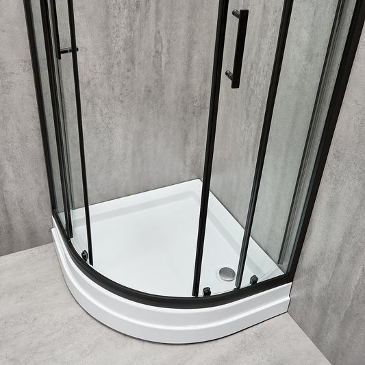 Cabină de duș semirotundă Europe Black sticlă transparentă 6MM