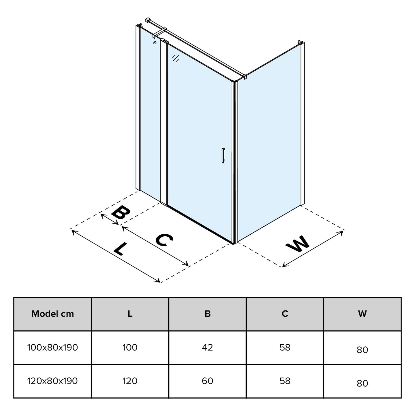Cabină de duș dreptunghiulară Relax sticlă transparentă 6MM