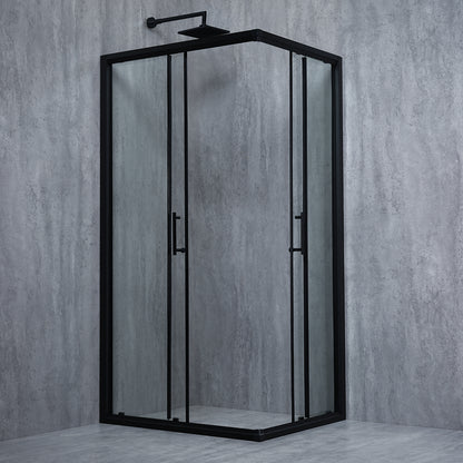 Cabina de dus dreptunghiulara ELEGANT BLACK sticla 6 mm Transparenta