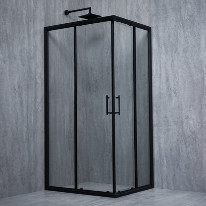 Cabina de dus dreptunghiulara ELEGANT BLACK sticla 6 mm Transparenta