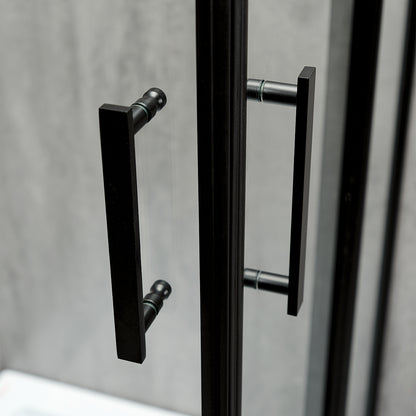 Cabină de duș semirotundă Europe Black sticlă transparentă 6MM