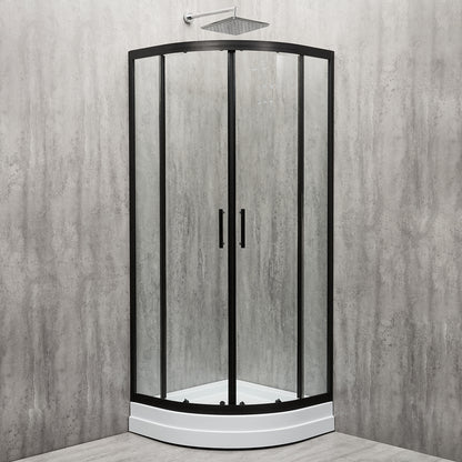 Cabină de duș semirotundă Europe Black sticlă transparentă 6MM